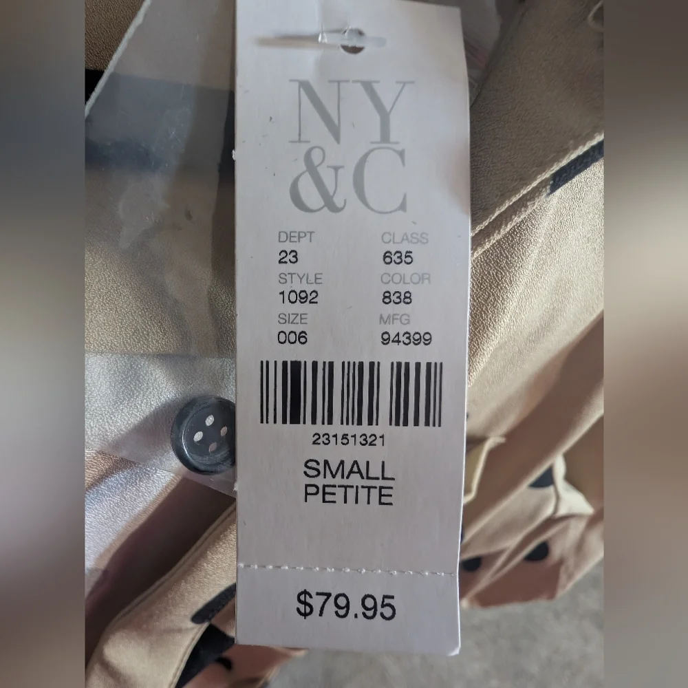 New York & Company Beige Dress with Black Polka Dots - Picture 5 of 9